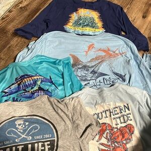 Boys salt life fishing shirts lot size 12